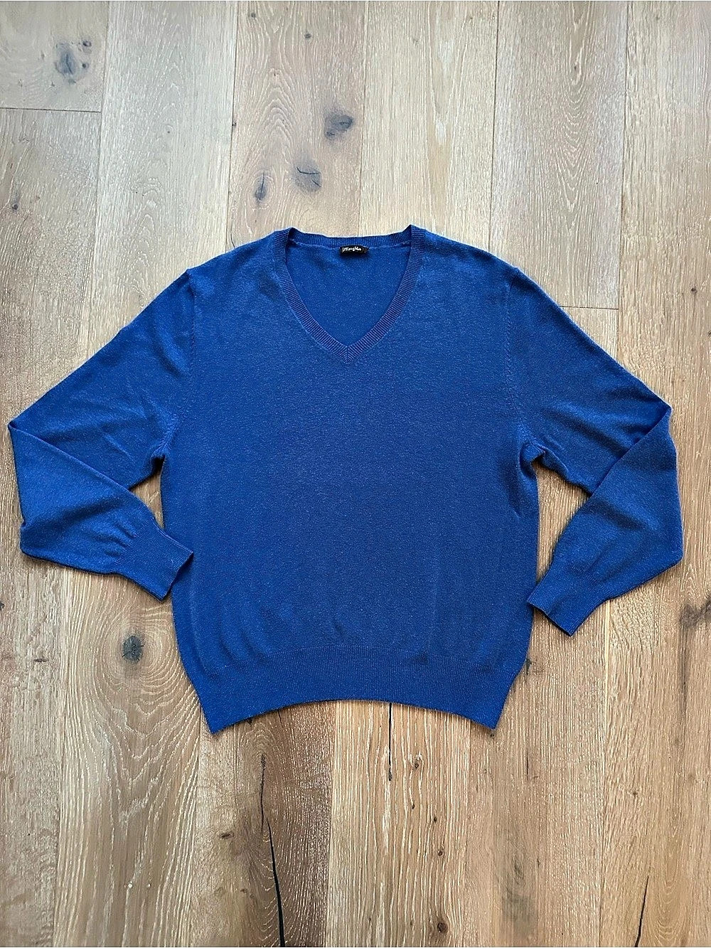 J. MCLAUGHLIN Cotton Modal V-neck Sweater in Blue Size Medium